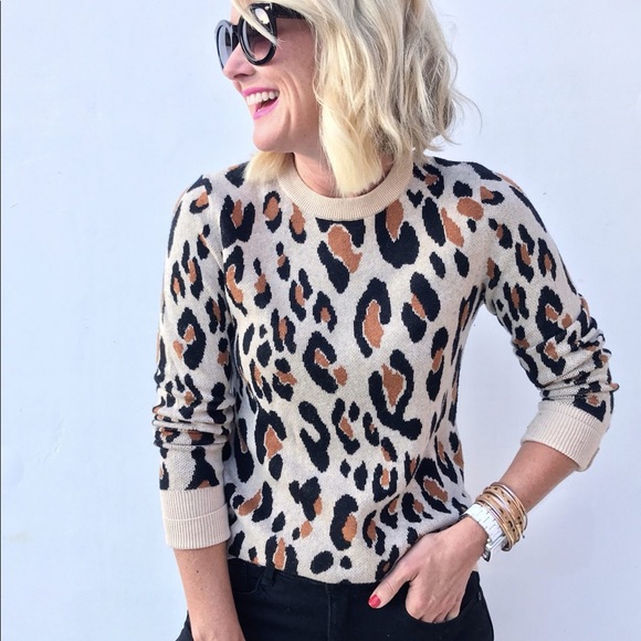 a new day Sweaters - A New Day Leopard Print Crew Neck Sweater